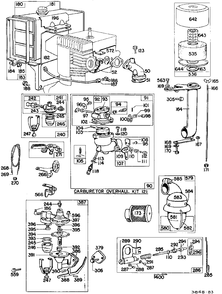 Carb Assembly Fuel Tank, A/C Diagram and Parts List for 231431-0178-XX  Briggs and Stratton Engine